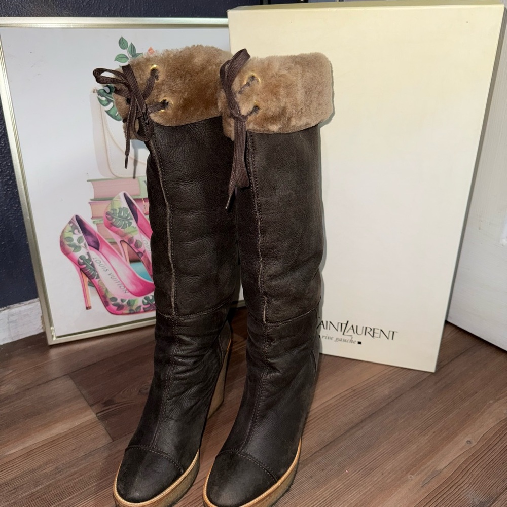 Saint Laurent Women's Brown Leather Boots